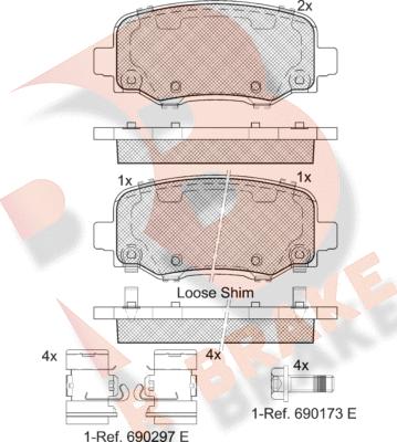 R Brake RB2176-203 - Kit de plaquettes de frein, frein à disque cwaw.fr