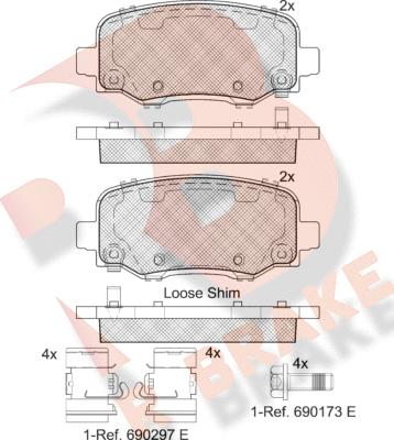 R Brake RB2176 - Kit de plaquettes de frein, frein à disque cwaw.fr