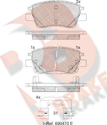 R Brake RB2311 - Kit de plaquettes de frein, frein à disque cwaw.fr