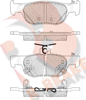 R Brake RB2374 - Kit de plaquettes de frein, frein à disque cwaw.fr