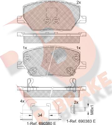 R Brake RB2243 - Kit de plaquettes de frein, frein à disque cwaw.fr