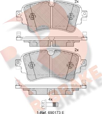 R Brake RB2256 - Kit de plaquettes de frein, frein à disque cwaw.fr