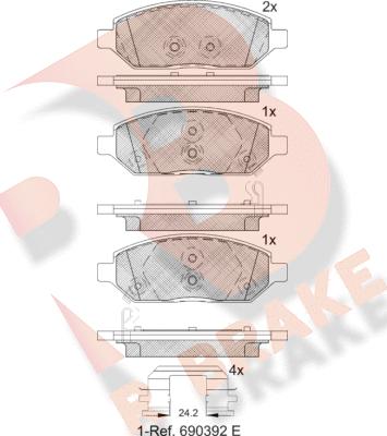 R Brake RB2264 - Kit de plaquettes de frein, frein à disque cwaw.fr