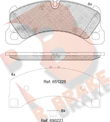 R Brake RB2206 - Kit de plaquettes de frein, frein à disque cwaw.fr