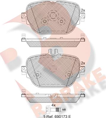 R Brake RB2288 - Kit de plaquettes de frein, frein à disque cwaw.fr