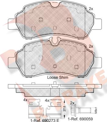 R Brake RB2224 - Kit de plaquettes de frein, frein à disque cwaw.fr