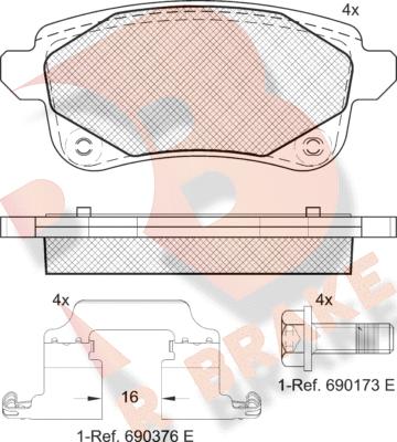 R Brake RB2222-208 - Kit de plaquettes de frein, frein à disque cwaw.fr