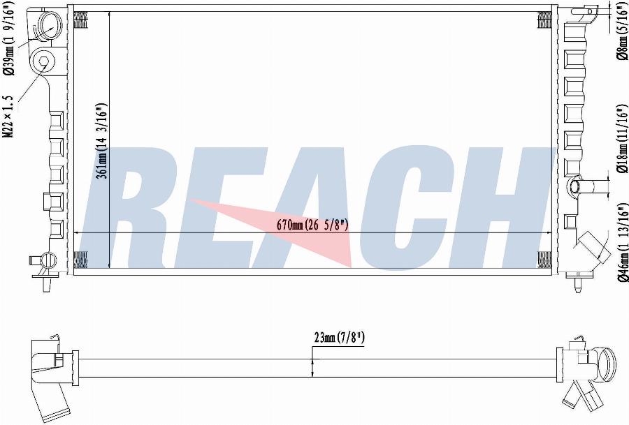 REACH 1.40.14499.523 - Radiateur, refroidissement du moteur cwaw.fr