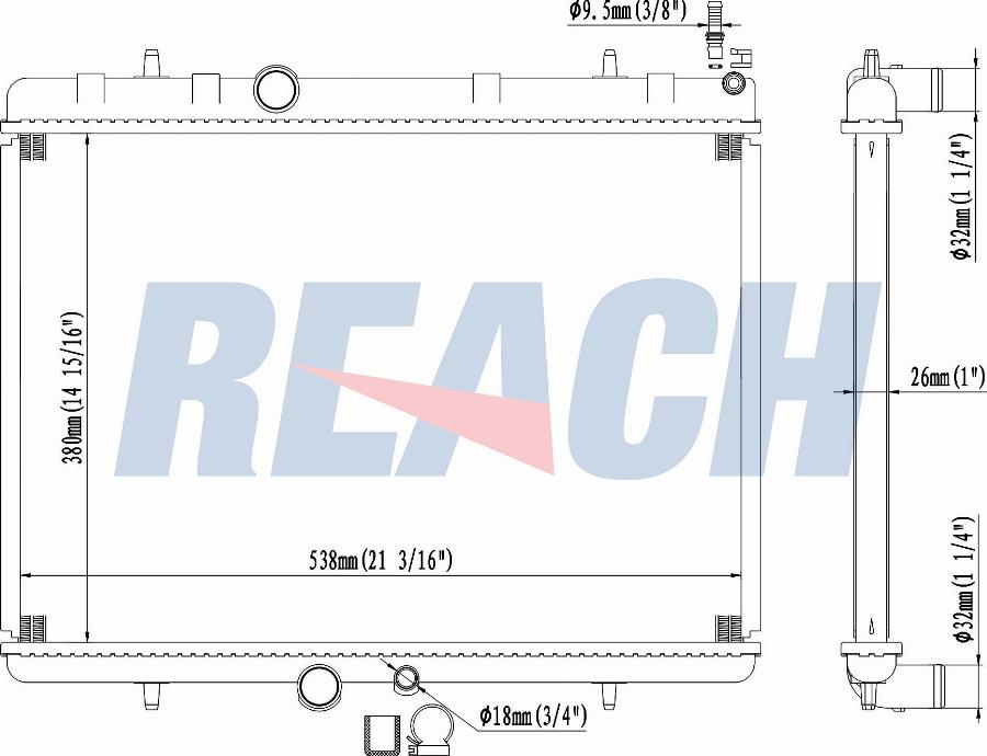 REACH 1.40.14549.126 - Radiateur, refroidissement du moteur cwaw.fr