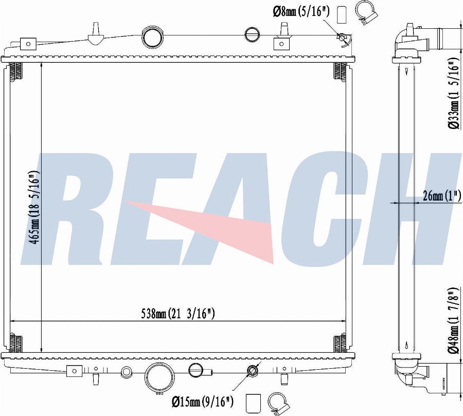 REACH 1.40.14556.126 - Radiateur, refroidissement du moteur cwaw.fr