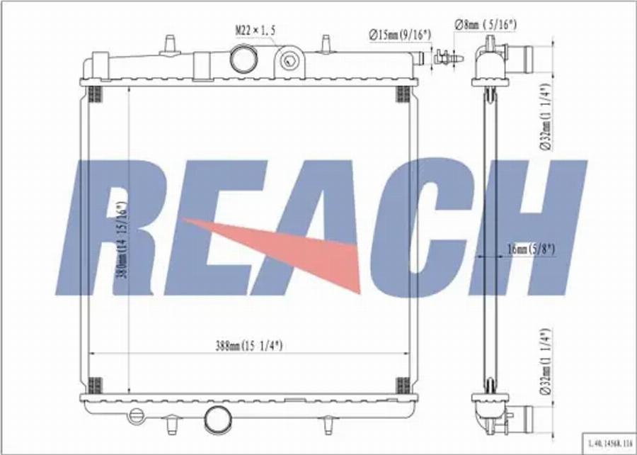 REACH 1.40.14568.116 - Radiateur, refroidissement du moteur cwaw.fr