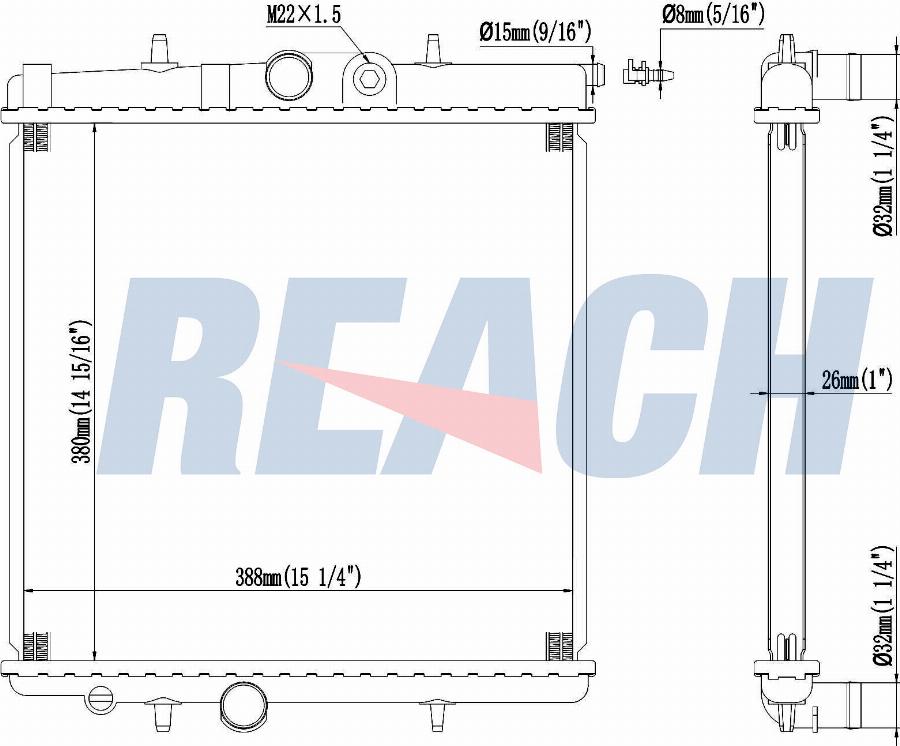 REACH 1.40.14568.126 - Radiateur, refroidissement du moteur cwaw.fr