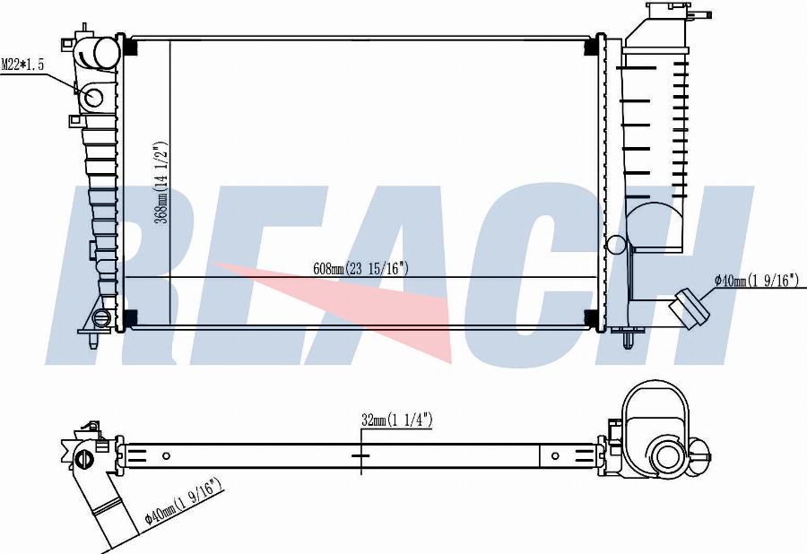 REACH 1.40.14504.132 - Radiateur, refroidissement du moteur cwaw.fr