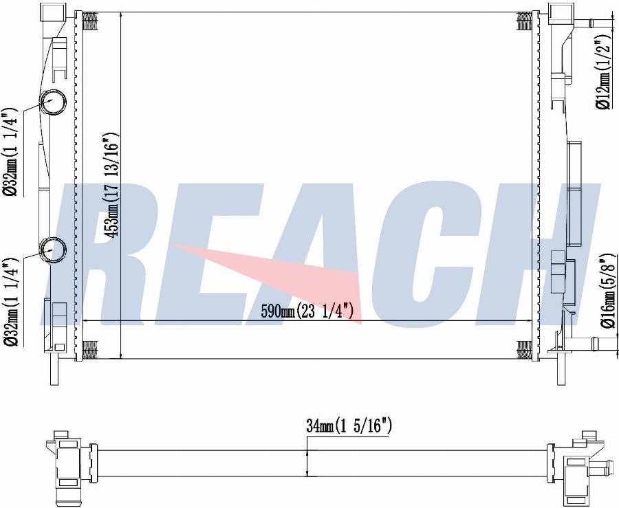 REACH 1.40.14617.534 - Radiateur, refroidissement du moteur cwaw.fr