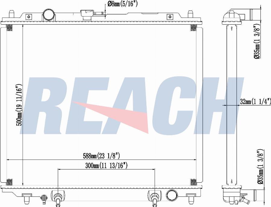 REACH 1.40.14198.132 - Radiateur, refroidissement du moteur cwaw.fr