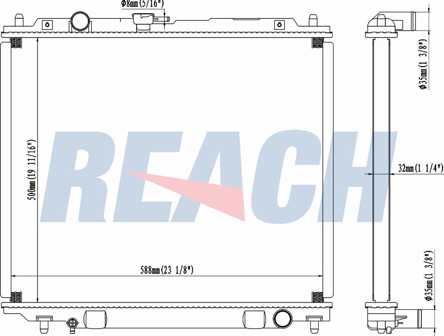 REACH 1.40.14197.132 - Radiateur, refroidissement du moteur cwaw.fr