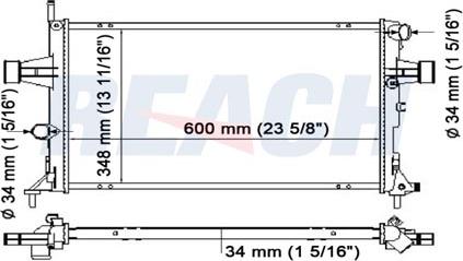 REACH 1.40.14308.534 - Radiateur, refroidissement du moteur cwaw.fr