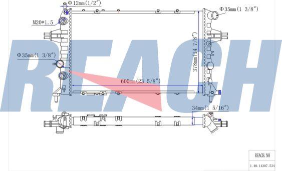 REACH 1.40.14307.534 - Radiateur, refroidissement du moteur cwaw.fr