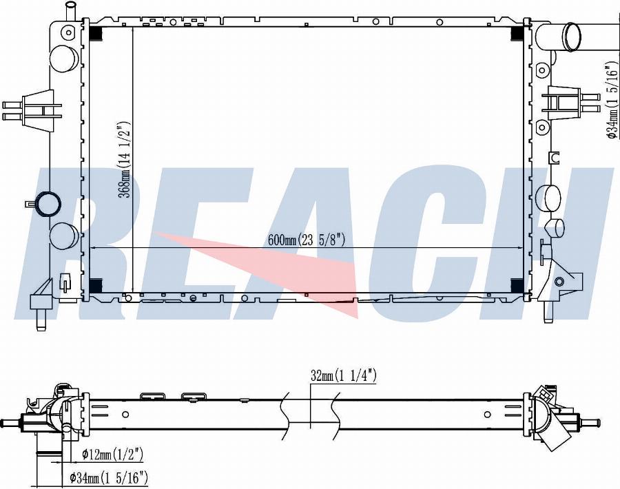 REACH 1.40.14310.132 - Radiateur, refroidissement du moteur cwaw.fr