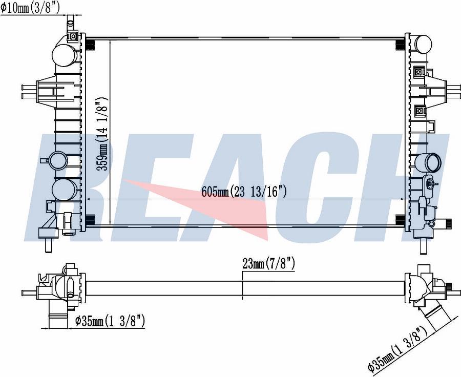 REACH 1.40.14336.523 - Radiateur, refroidissement du moteur cwaw.fr