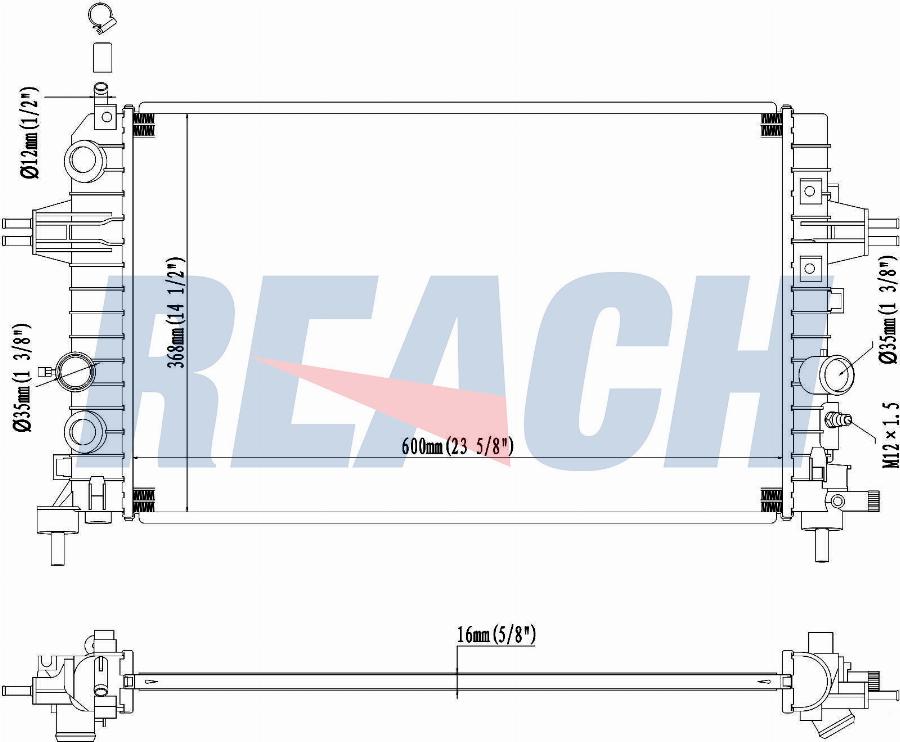 REACH 1.40.14336.116 - Radiateur, refroidissement du moteur cwaw.fr