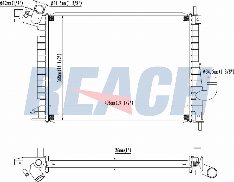 REACH 1.40.14325.126 - Radiateur, refroidissement du moteur cwaw.fr