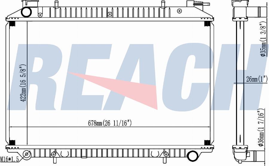 REACH 1.40.14240.132 - Radiateur, refroidissement du moteur cwaw.fr