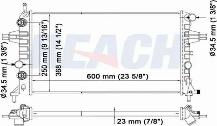 REACH 1.40.15657.523 - Radiateur, refroidissement du moteur cwaw.fr