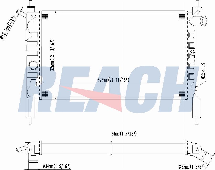 REACH 1.40.15662.534 - Radiateur, refroidissement du moteur cwaw.fr