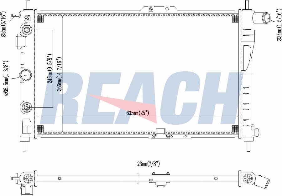 REACH 1.40.15606.523 - Radiateur, refroidissement du moteur cwaw.fr