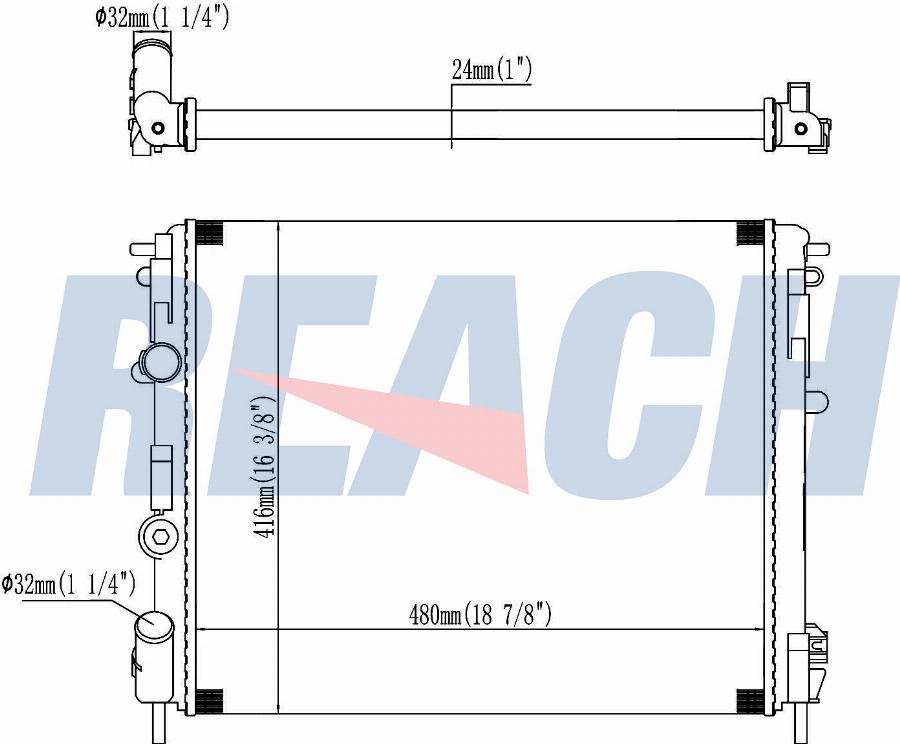 REACH 1.40.15672.523 - Radiateur, refroidissement du moteur cwaw.fr