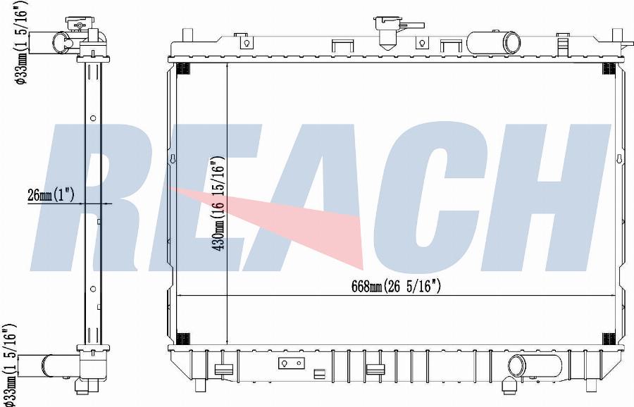 REACH 1.40.15287.126 - Radiateur, refroidissement du moteur cwaw.fr