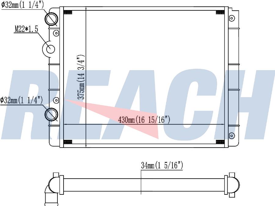 REACH 1.40.15731.523 - Radiateur, refroidissement du moteur cwaw.fr