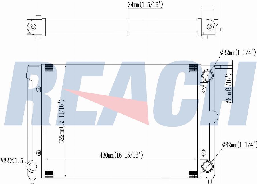 REACH 1.40.15723.534 - Radiateur, refroidissement du moteur cwaw.fr