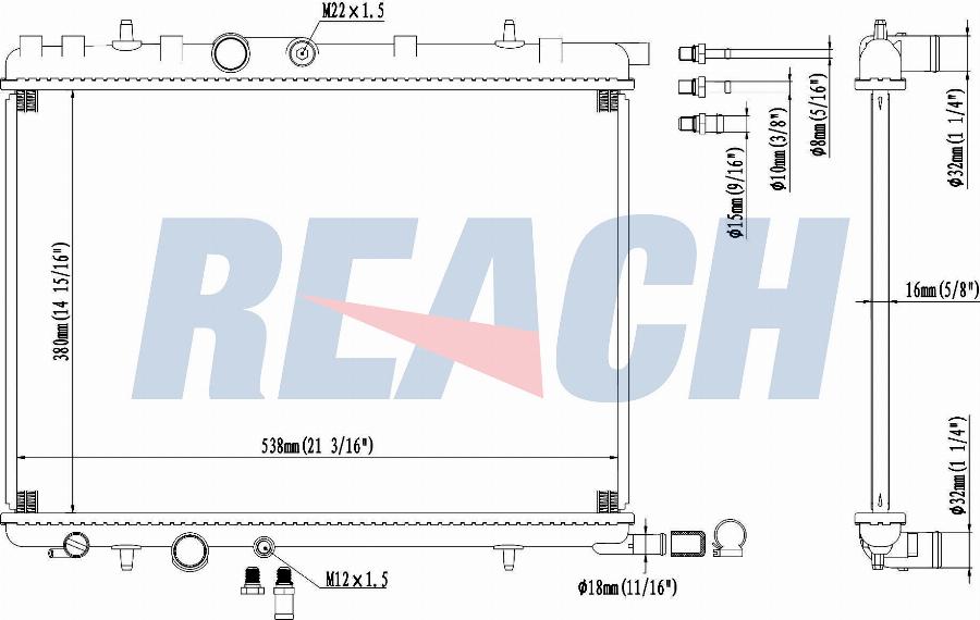 REACH 1.40.13464.116 - Radiateur, refroidissement du moteur cwaw.fr