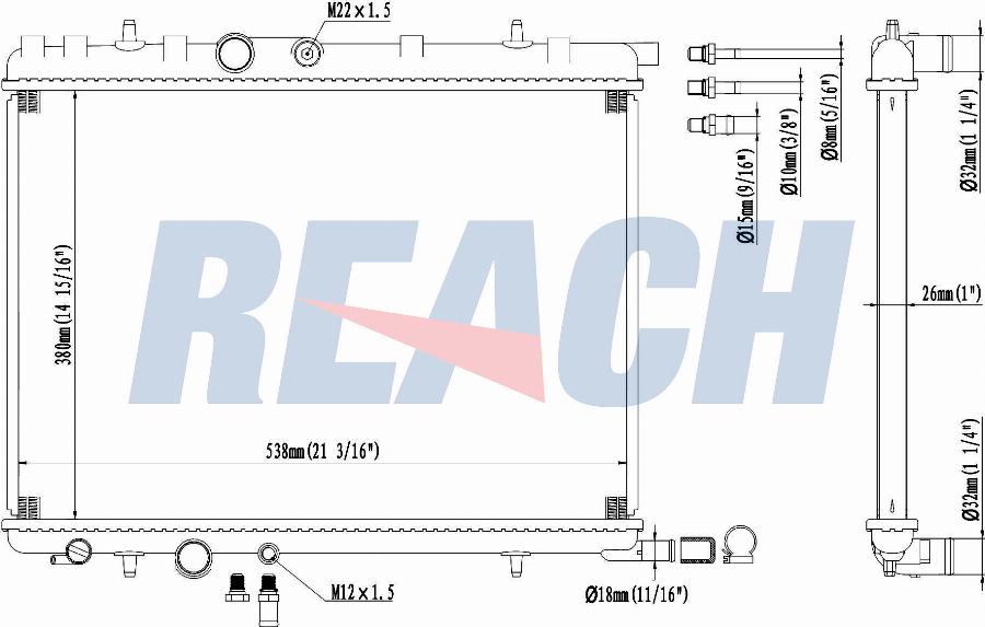 REACH 1.40.13464.126 - Radiateur, refroidissement du moteur cwaw.fr