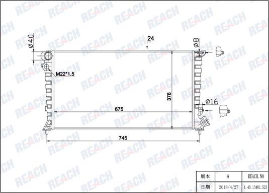 REACH 1.40.13401.523 - Radiateur, refroidissement du moteur cwaw.fr