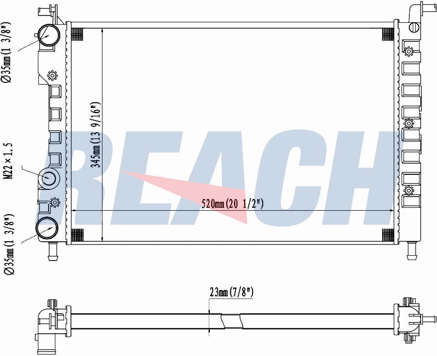 REACH 1.40.13593.523 - Radiateur, refroidissement du moteur cwaw.fr