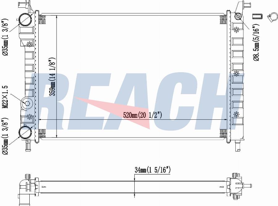 REACH 1.40.13592.534 - Radiateur, refroidissement du moteur cwaw.fr