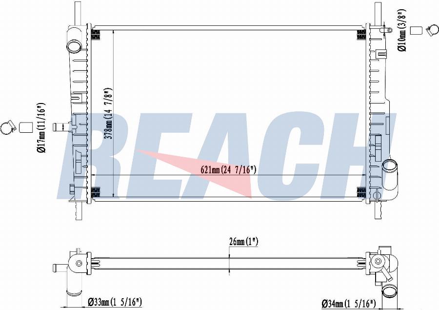 REACH 1.40.13694.126 - Radiateur, refroidissement du moteur cwaw.fr