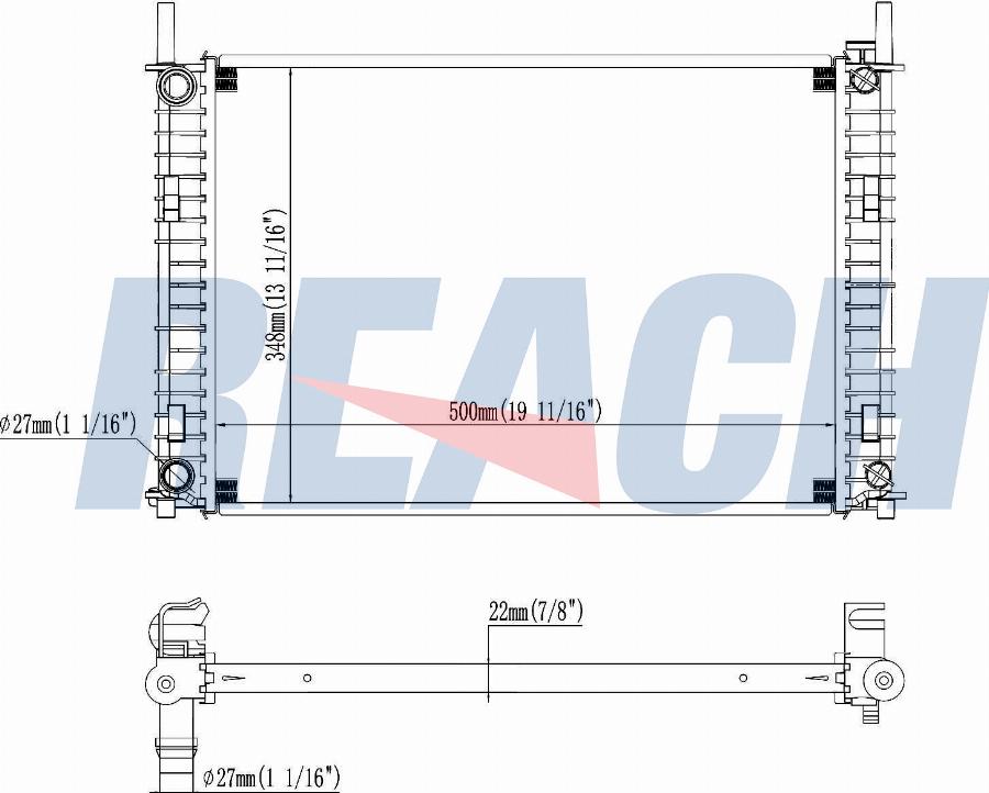 REACH 1.40.13696.122 - Radiateur, refroidissement du moteur cwaw.fr