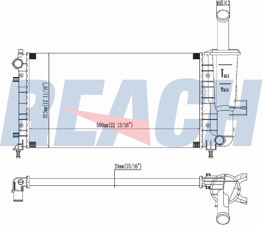 REACH 1.40.13650.523 - Radiateur, refroidissement du moteur cwaw.fr