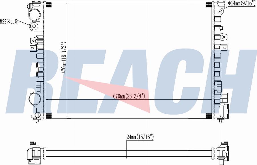 REACH 1.40.13633.523 - Radiateur, refroidissement du moteur cwaw.fr