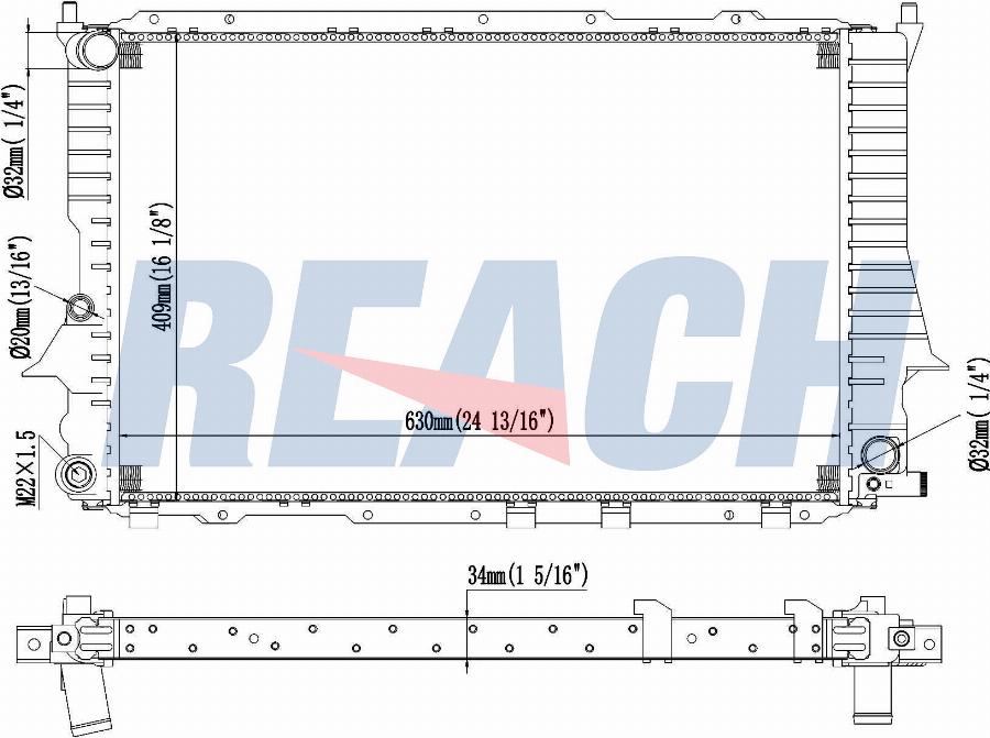 REACH 1.40.13091.534 - Radiateur, refroidissement du moteur cwaw.fr