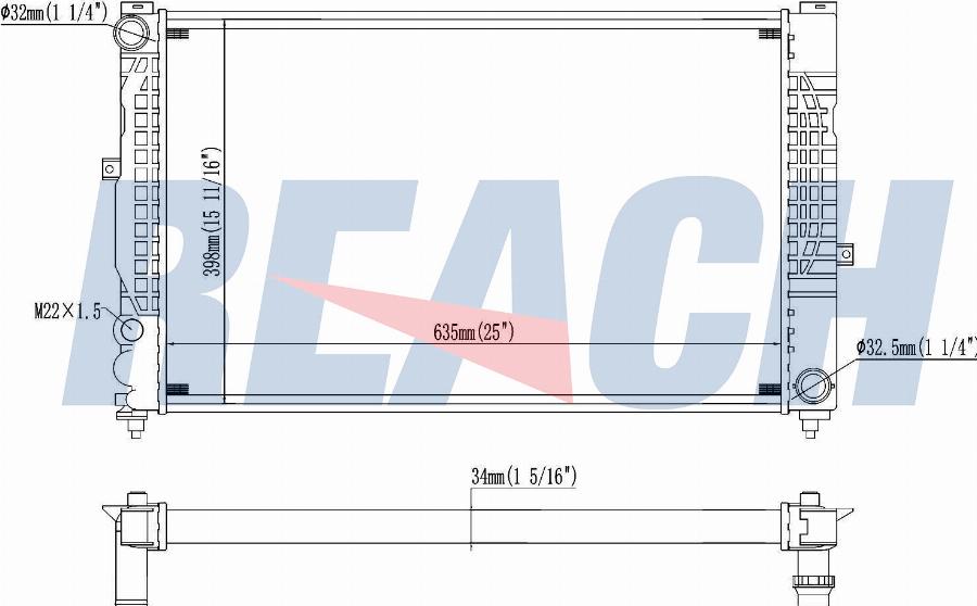 REACH 1.40.13124.534 - Radiateur, refroidissement du moteur cwaw.fr