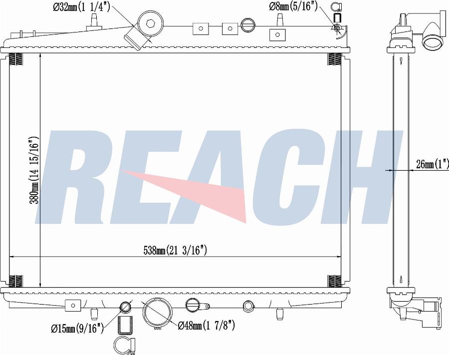 REACH 1.40.13385.126 - Radiateur, refroidissement du moteur cwaw.fr