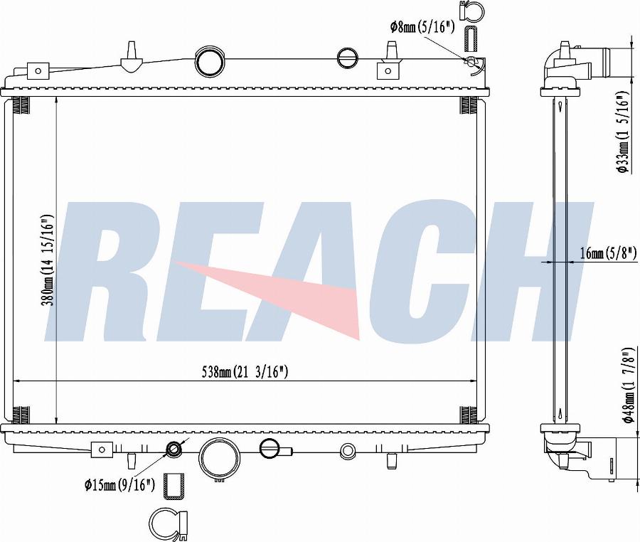 REACH 1.40.13379.116 - Radiateur, refroidissement du moteur cwaw.fr