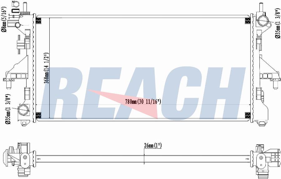 REACH 1.40.13729.126 - Radiateur, refroidissement du moteur cwaw.fr