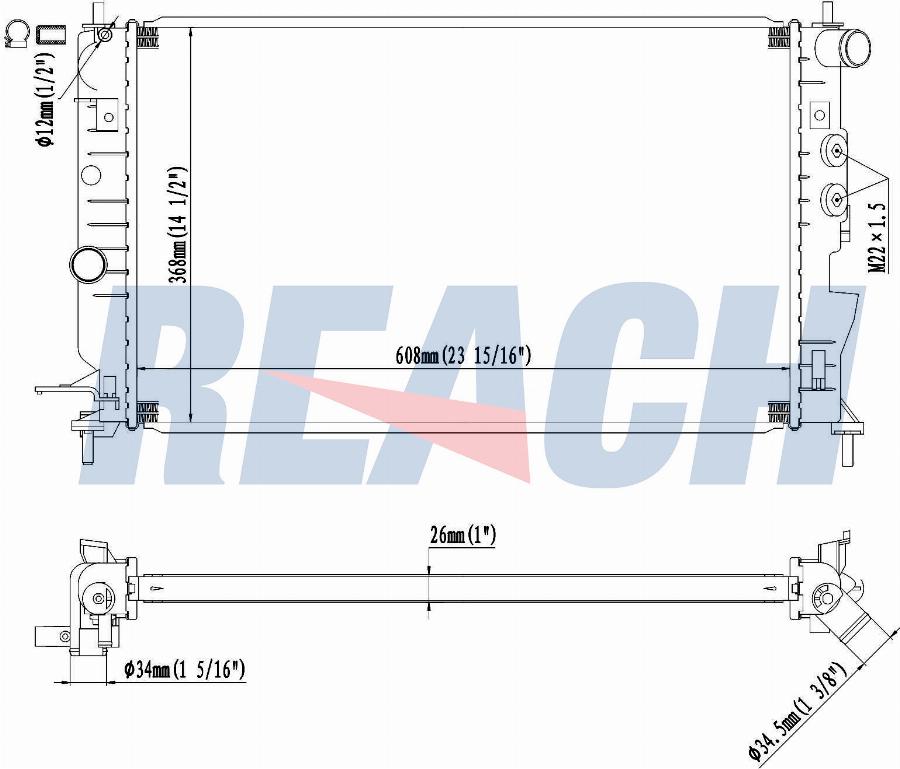 REACH 1.40.17107.126 - Radiateur, refroidissement du moteur cwaw.fr