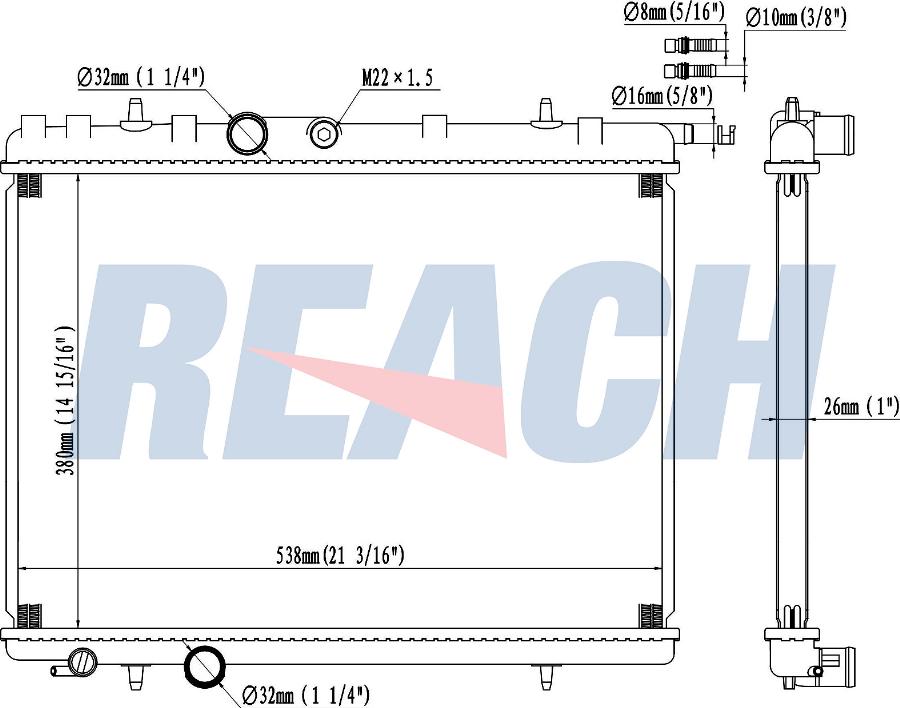 REACH 1.40.20967.126 - Radiateur, refroidissement du moteur cwaw.fr